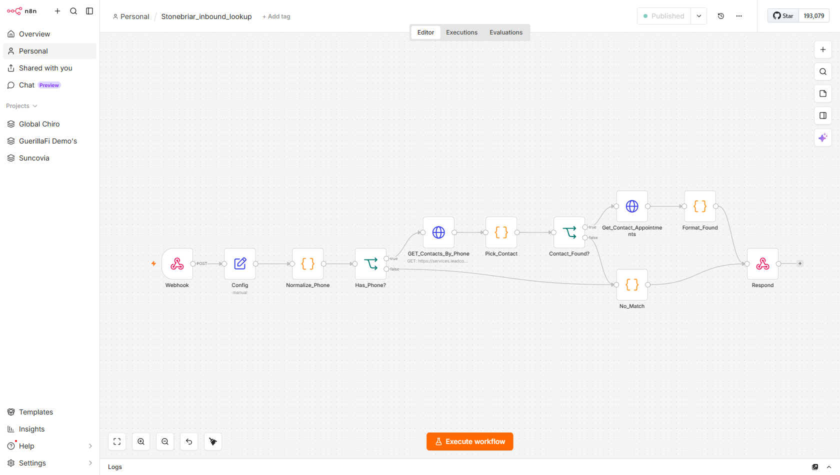 Stonebriar_inbound_lookup n8n canvas